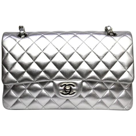 chanel bag with silver|metallic silver chanel bag.